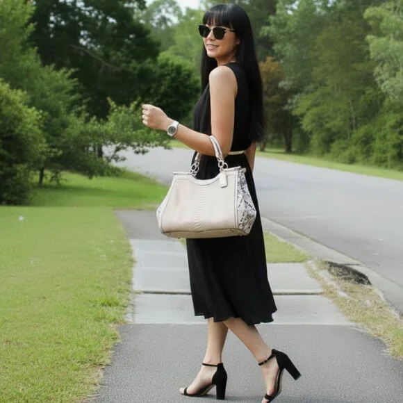 Coach Coach Blush Pink Python Embossed Leather Madison Pinnacle Carrie Tote - Picture 6 of 16